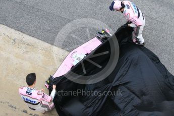 World © Octane Photographic Ltd. Formula 1 – Winter Test 1. Sahara Force India VJM11 Launch with Esteban Ocon and Sergio Perez. Circuit de Barcelona-Catalunya, Spain. Monday 26th February 2018.