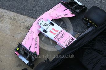 World © Octane Photographic Ltd. Formula 1 – Winter Test 1. Sahara Force India VJM11 Launch with Esteban Ocon and Sergio Perez. Circuit de Barcelona-Catalunya, Spain. Monday 26th February 2018.