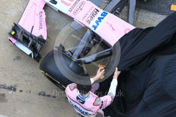 World © Octane Photographic Ltd. Formula 1 – Winter Test 1. Sahara Force India VJM11 Launch with Esteban Ocon and Sergio Perez. Circuit de Barcelona-Catalunya, Spain. Monday 26th February 2018.