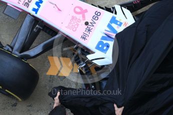 World © Octane Photographic Ltd. Formula 1 – Winter Test 1. Sahara Force India VJM11 Launch with Esteban Ocon and Sergio Perez. Circuit de Barcelona-Catalunya, Spain. Monday 26th February 2018.