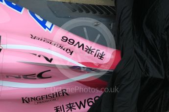 World © Octane Photographic Ltd. Formula 1 – Winter Test 1. Sahara Force India VJM11 Launch with Esteban Ocon and Sergio Perez. Circuit de Barcelona-Catalunya, Spain. Monday 26th February 2018.