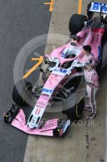 World © Octane Photographic Ltd. Formula 1 – Winter Test 1. Sahara Force India VJM11 Launch with Esteban Ocon and Sergio Perez. Circuit de Barcelona-Catalunya, Spain. Monday 26th February 2018.