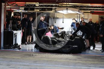 World © Octane Photographic Ltd. Formula 1 – Winter Test 1. Sahara Force India VJM11 Launch with Esteban Ocon and Sergio Perez. Circuit de Barcelona-Catalunya, Spain. Monday 26th February 2018.
