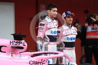 World © Octane Photographic Ltd. Formula 1 – Winter Test 1. Sahara Force India VJM11 Launch with Esteban Ocon and Sergio Perez. Circuit de Barcelona-Catalunya, Spain. Monday 26th February 2018.