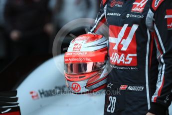 World © Octane Photographic Ltd. Formula 1 – Winter Test 1. Haas F1 Team VF-18 Car Launch with Kevin Magnussen. Circuit de Barcelona-Catalunya, Spain. Monday 26th February 2018.