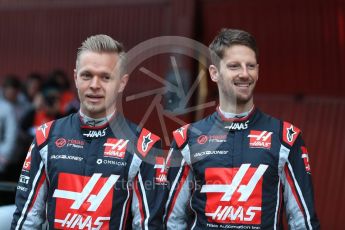 World © Octane Photographic Ltd. Formula 1 – Winter Test 1. Haas F1 Team VF-18 Car Launch with Romain Grosjean and Kevin Magnussen. Circuit de Barcelona-Catalunya, Spain. Monday 26th February 2018.