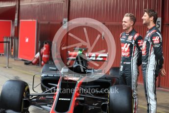 World © Octane Photographic Ltd. Formula 1 winter test 1, Haas F1 Team VF-17 physical unveil - Romain Grosjean and Kevin Magnussen, Circuit de Barcelona-Catalunya. Monday 27th February 2017. Digital Ref : 17779LB1D8131