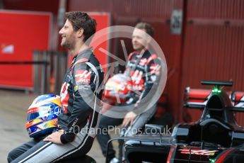 World © Octane Photographic Ltd. Formula 1 winter test 1, Haas F1 Team VF-17 physical unveil - Romain Grosjean and Kevin Magnussen, Circuit de Barcelona-Catalunya. Monday 27th February 2017. Digital Ref : 17779LB1D8162