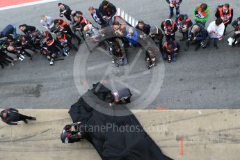 World © Octane Photographic Ltd. Formula 1 winter test 1, Haas F1 Team VF-17 physical unveil, Circuit de Barcelona-Catalunya. Monday 27th February 2017. Digital Ref : 1779CB1D2538