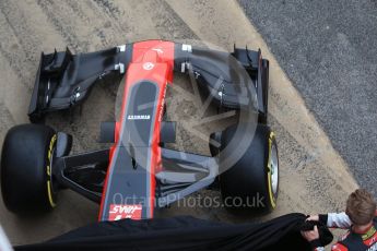 World © Octane Photographic Ltd. Formula 1 winter test 1, Haas F1 Team VF-17 physical unveil , Circuit de Barcelona-Catalunya. Monday 27th February 2017. Digital Ref : 1779CB1D5919