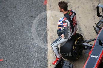 World © Octane Photographic Ltd. Formula 1 winter test 1, Haas F1 Team VF-17 physical unveil - Romain Grosjean. Circuit de Barcelona-Catalunya. Monday 27th February 2017. Digital Ref : 1779CB1D5949