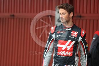 World © Octane Photographic Ltd. Formula 1 winter test 1, Haas F1 Team VF-17 physical unveil - Romain Grosjean, Circuit de Barcelona-Catalunya. Monday 27th February 2017. Digital Ref : 1779LB1D8106