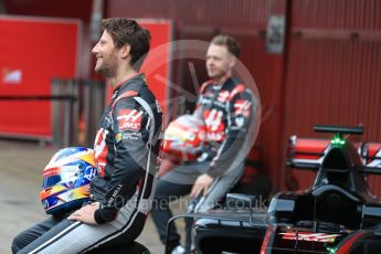 World © Octane Photographic Ltd. Formula 1 winter test 1, Haas F1 Team VF-17 physical unveil - Romain Grosjean, Circuit de Barcelona-Catalunya. Monday 27th February 2017. Digital Ref : 1779LB1D8162