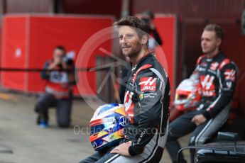 World © Octane Photographic Ltd. Formula 1 winter test 1, Haas F1 Team VF-17 physical unveil - Romain Grosjean, Circuit de Barcelona-Catalunya. Monday 27th February 2017. Digital Ref : 1779LB1D8181