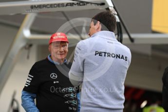 World © Octane Photographic Ltd. Mercedes AMG Petronas W- Toto Wolff and Niki Lauda. Sunday 9th October 2016, F1 Japanese GP - World Constructors Champions 2016 celebrations. Suzuka Circuit, Suzuka, Japan. Digital Ref :1738LB1D8733