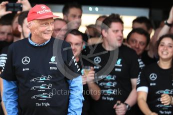 World © Octane Photographic Ltd. Mercedes AMG Petronas - Niki Lauda. Sunday 9th October 2016, F1 Japanese GP - World Constructors Champions 2016 celebrations. Suzuka Circuit, Suzuka, Japan. Digital Ref :1738LB1D8820