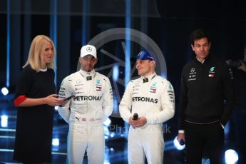 World © Octane Photographic Ltd. Formula 1 –. Mercedes AMG Petronas Motorsport AMG F1 W09 EQ Power+ launch, Lewis Hamilton, Valtteri Bottas and Toto Wolff (Team Principal and CEO) – Silverstone, UK. Thursday 22nd February 2018. Digital Ref :2020LB1D8104