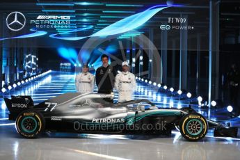 World © Octane Photographic Ltd. Formula 1 –. Mercedes AMG Petronas Motorsport AMG F1 W09 EQ Power+ launch, Lewis Hamilton, Valtteri Bottas and Toto Wolff (Team Principal and CEO) – Silverstone, UK. Thursday 22nd February 2018. Digital Ref :2020LB1D8215