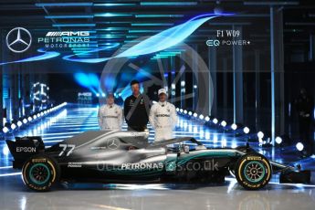 World © Octane Photographic Ltd. Formula 1 –. Mercedes AMG Petronas Motorsport AMG F1 W09 EQ Power+ launch, Lewis Hamilton, Valtteri Bottas and Toto Wolff (Team Principal and CEO) – Silverstone, UK. Thursday 22nd February 2018. Digital Ref :2020LB1D8216