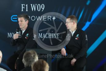 World © Octane Photographic Ltd. Formula 1 –. Mercedes AMG Petronas Motorsport AMG F1 W09 EQ Power+ launch, James Allison (Technical Director) and Andy Cowell (Managing Director of Mercedes AMG High Performance Powertrains) – Silverstone, UK. Thursday 22nd February 2018. Digital Ref : 2020LB1D8281