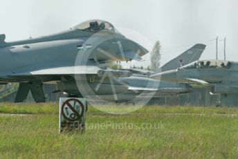 RAF Coningsby. Eurofighter Typhoon T3s ZK383 and ZK379 ready for takeoff as FGR4 ZK360 (12 Sqn) waits. 2nd June 2021. World © Octane Photographic Ltd.