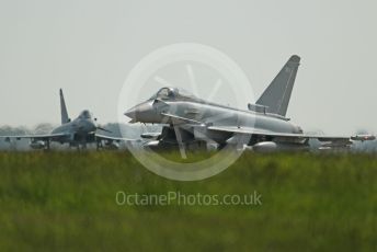 RAF Coningsby. Eurofighter Typhoon FGR4s ZK315 and ZK365 taxiing to the runway. 2nd June 2021. World © Octane Photographic Ltd.