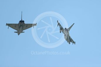 RAF Coningsby. Eurofighter 2 Typhoon FGR4s break into the circuit to land. 2nd June 2021. World © Octane Photographic Ltd.