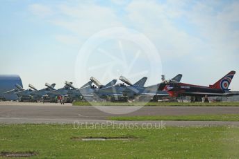 RAF Coningsby. Eurofighter Typhoon FGR4 ZJ914 29Sqn "Black Jack" of the Typhoon Display Team heads the lineup on the pan. 2nd June 2021. World © Octane Photographic Ltd.