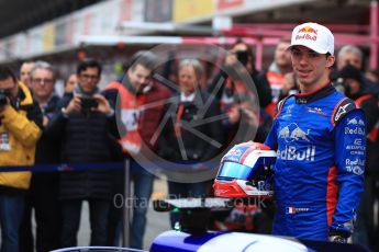 World © Octane Photographic Ltd. Formula 1 – Winter Test 1. Scuderia Toro Rosso STR13 Car Launch with Pierre Gasly. Circuit de Barcelona-Catalunya, Spain. Monday 26th February 2018.