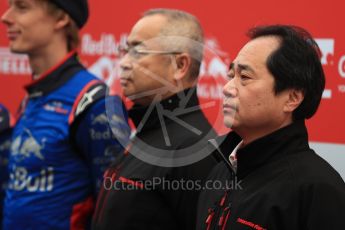 World © Octane Photographic Ltd. Formula 1 – Winter Test 1. Scuderia Toro Rosso STR13 Car Launch with Honda representatives. Circuit de Barcelona-Catalunya, Spain. Monday 26th February 2018.