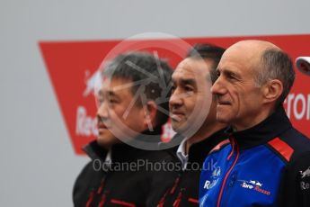 World © Octane Photographic Ltd. Formula 1 – Winter Test 1. Scuderia Toro Rosso STR13 Car Launch with Franz Tost and Honda representatives. Circuit de Barcelona-Catalunya, Spain. Monday 26th February 2018.